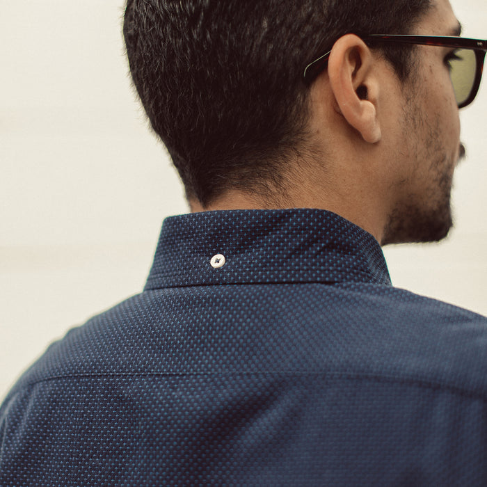 Our fit model wearing The Jack in Cross Jacquard.