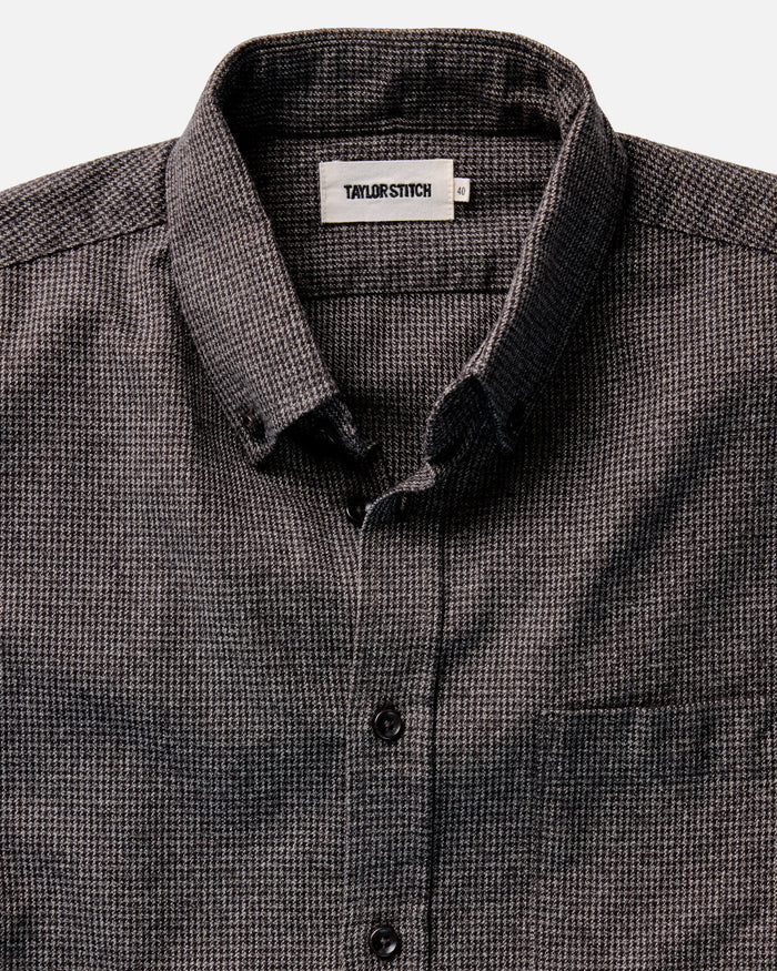material shot of the horn buttons on The Jack in Dark Forest Houndstooth