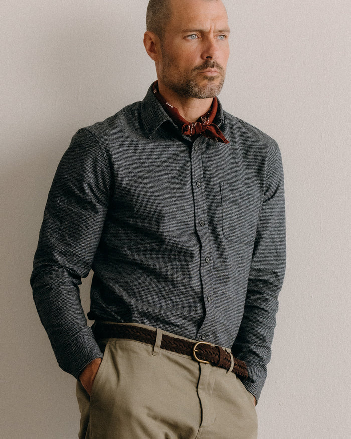 fit model in The Jack in Dark Navy Houndstooth