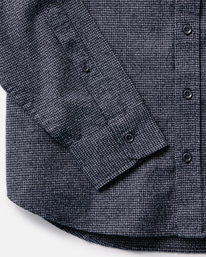 material shot of the cuff on The Jack in Dark Navy Houndstooth