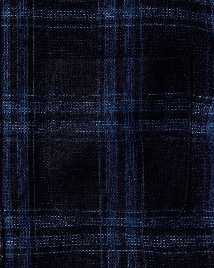 material shot of the pocket on The Jack in Deep Indigo Plaid Waffle