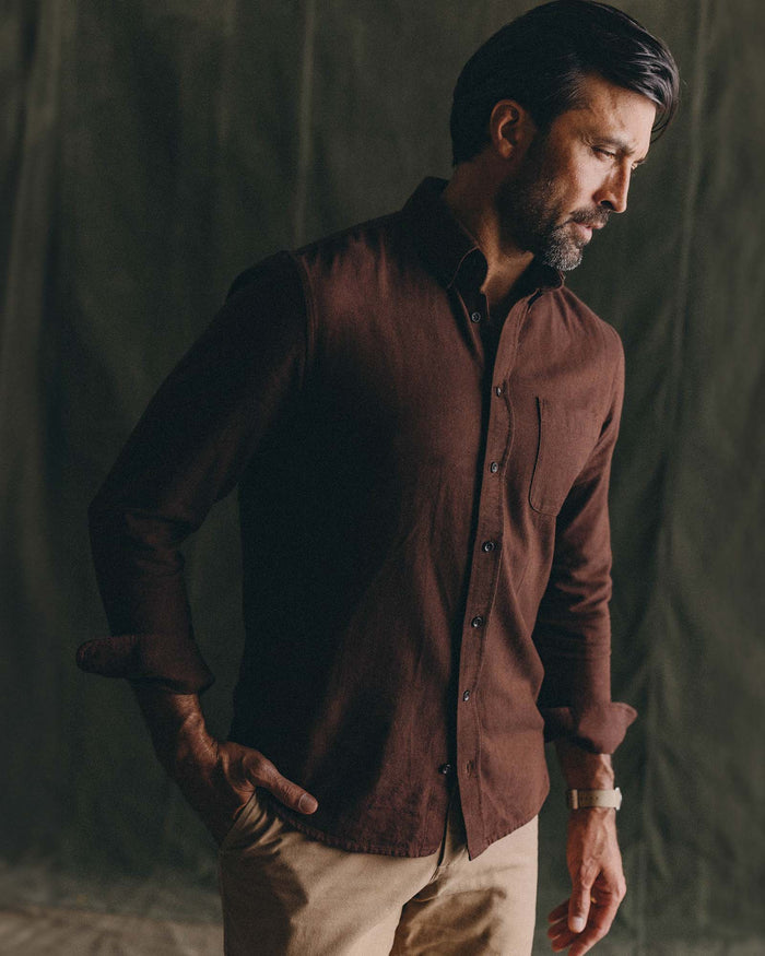 fit model posing in The Jack in Ginger Herringbone