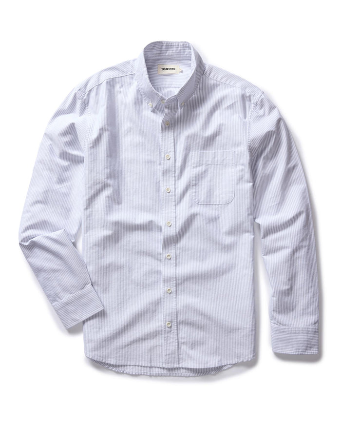 flatlay of The Jack in Greystone University Stripe Oxford, shown in full