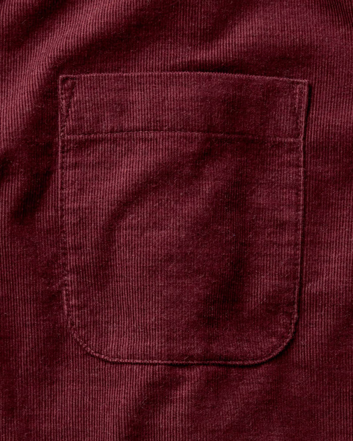 material shot of the pocket on The Jack in Heather Burgundy Pincord