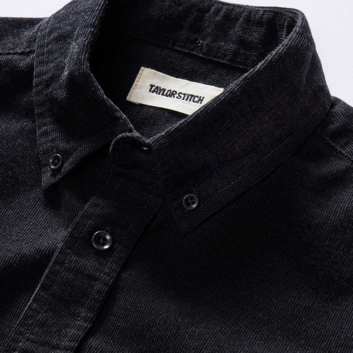 material shot of the collar on The Jack in Heather Coal Pincord