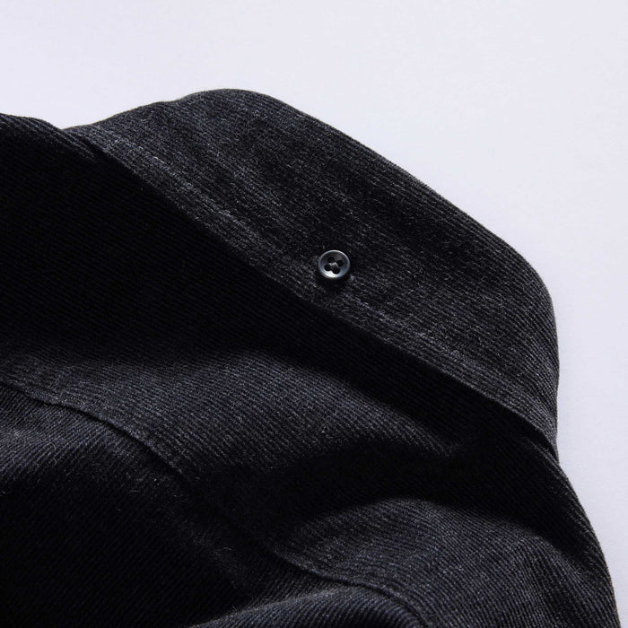 material shot of the back collar on The Jack in Heather Coal Pincord