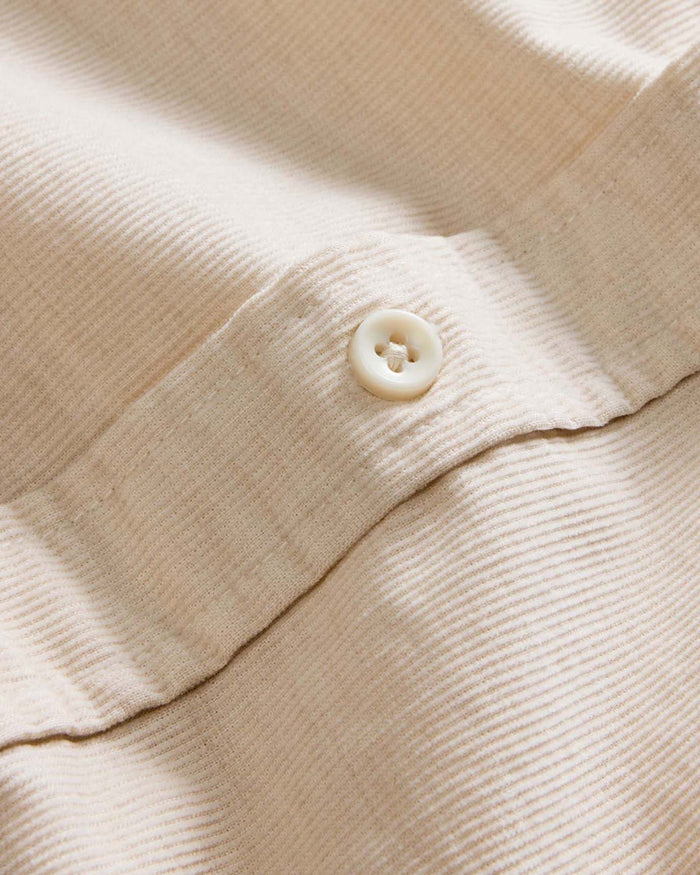 material shot of the back collar on The Jack in Oat Heathered Pincord