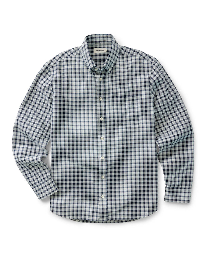 flatlay of The Jack in Indigo Micro Check Oxford