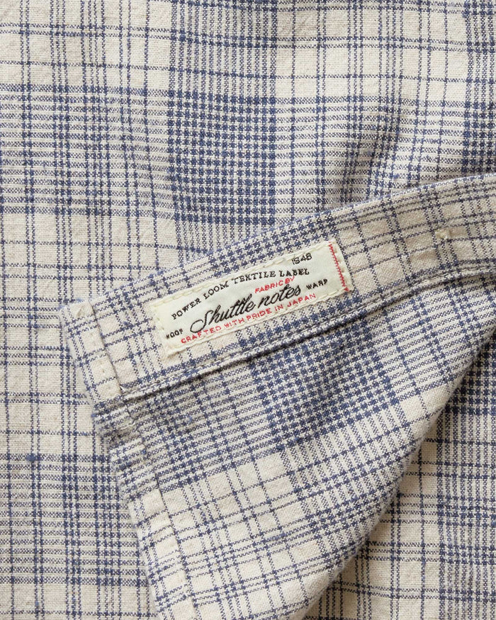material shot of the tag on The Jack in Japanese Oyster Plaid