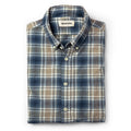 folded flatlay of The Jack in Melange Navy Plaid