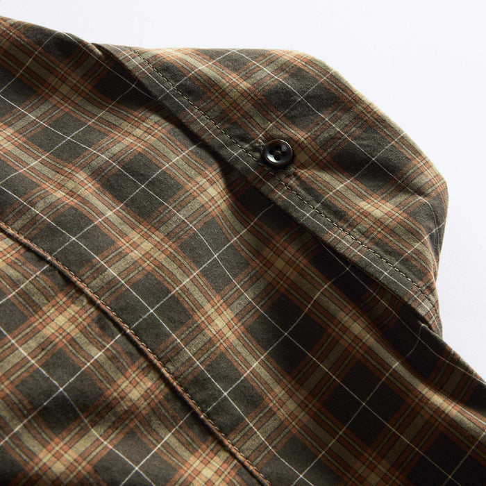 material shot of the back collar on The Jack in Mulch Plaid