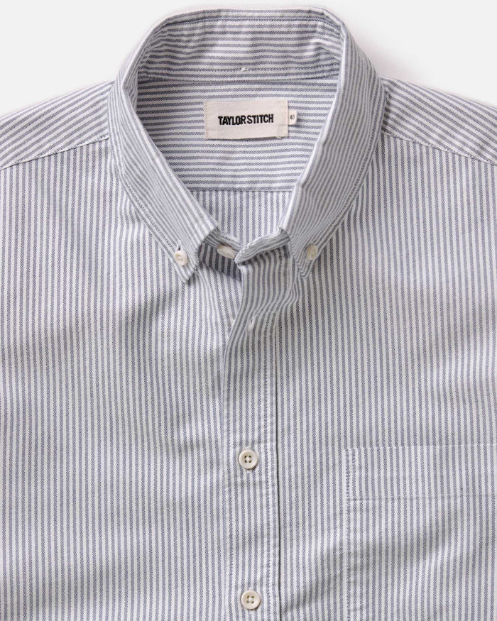 flatlay of The Jack in Navy University Stripe Everyday Oxford, shown in full