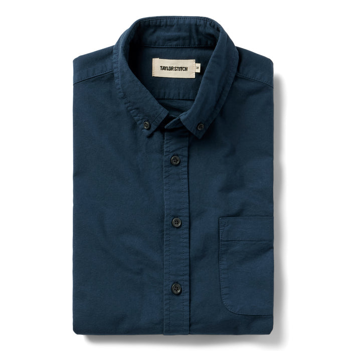 material shot of The Jack in Prussian Blue Oxford folded