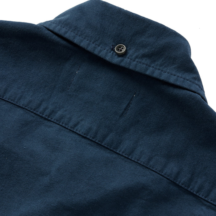 material shot of the back collar on The Jack in Prussian Blue Oxford