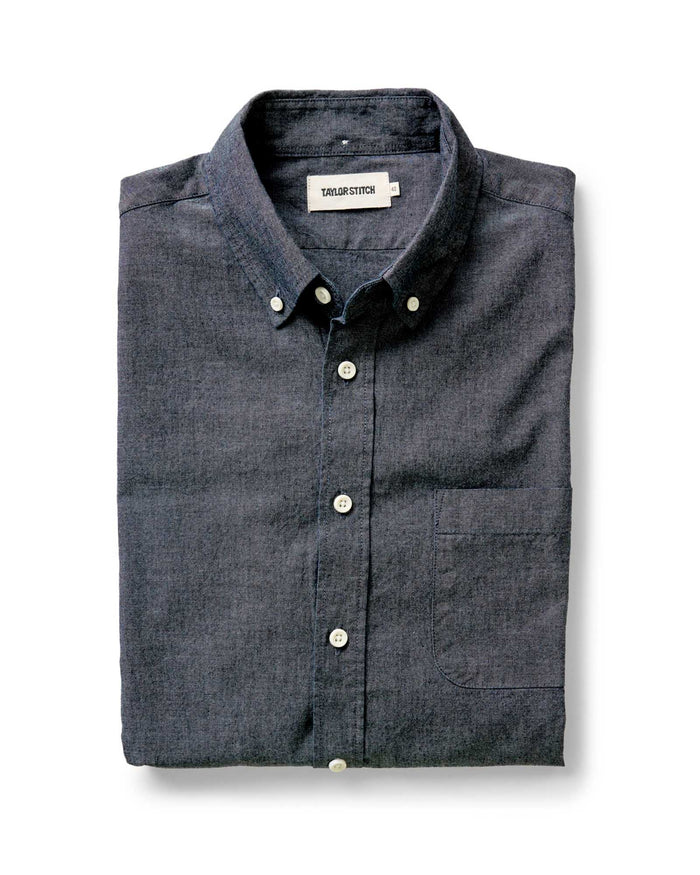 folded flatlay of The Jack in Rinsed Indigo Chambray
