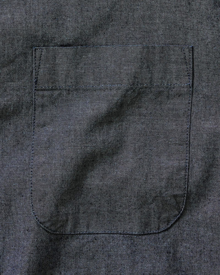 material shot of the collar on The Jack in Rinsed Indigo Chambray