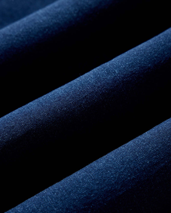 material shot of the buttons on The Jack in Indigo Oxford