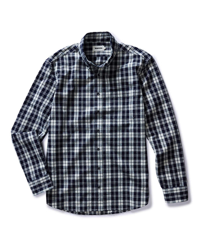 flatlay of The Jack in Rinsed Indigo Plaid
