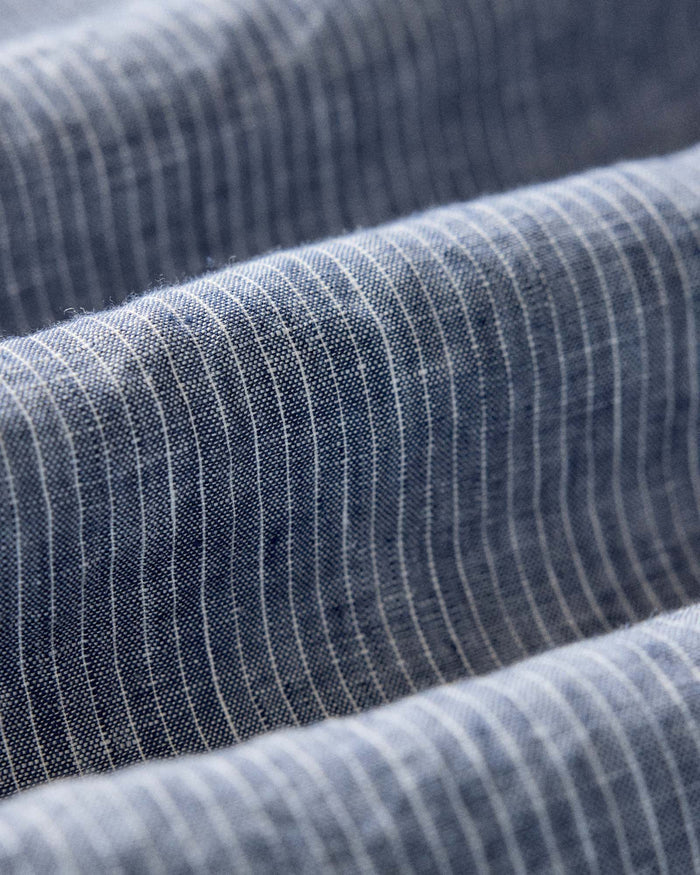material shot of the fabric on The Jack in Sky Stripe Linen