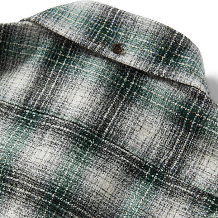 material shot of the back of the collar on The Jack in Spruce Nep Plaid