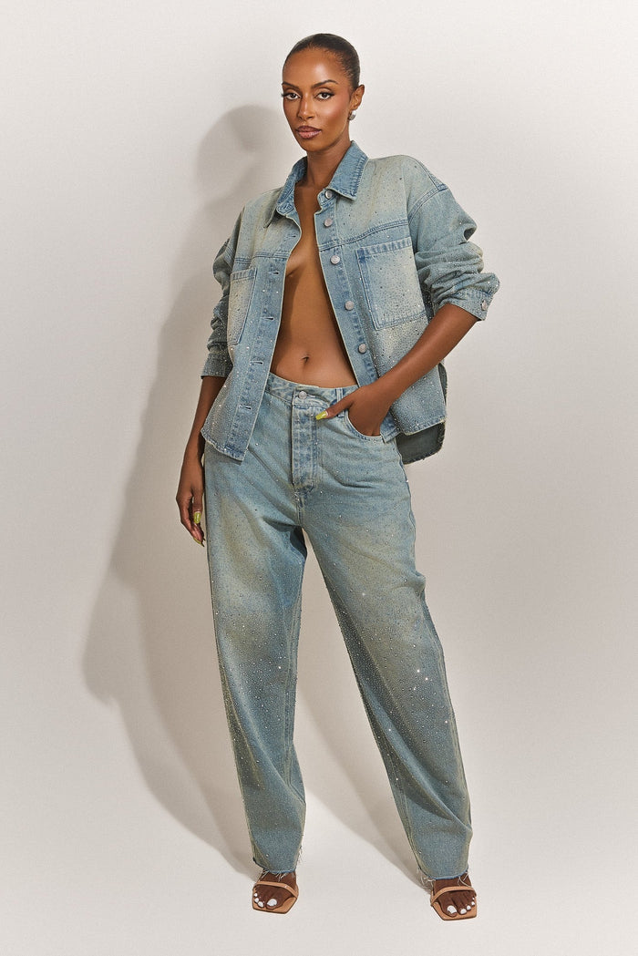 The Kai Rhinestone Jeans in Blue