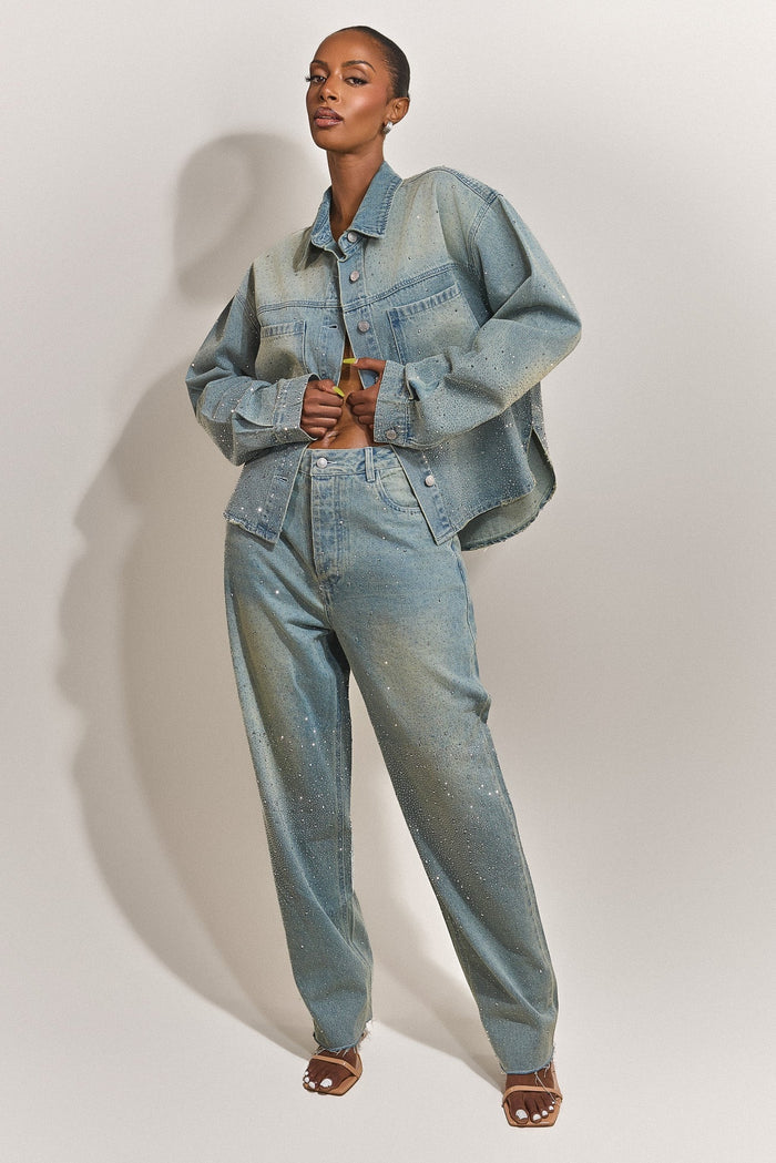 The Kai Rhinestone Jeans in Blue
