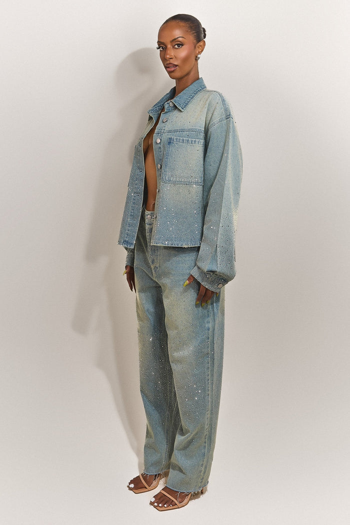 The Kai Rhinestone Jeans in Blue