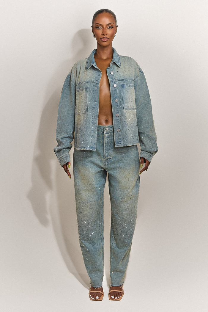The Kai Rhinestone Jeans in Blue