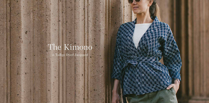 The Kimono in Indigo Dyed Jacquard workshop header