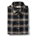 material shot of The Ledge Shirt in Admiral Plaid folded