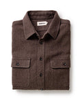 folded flatlay of The Ledge Shirt in Black Coffee Linen Tweed