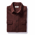 folded flatlay of The Ledge Shirt in Burgundy Linen Tweed