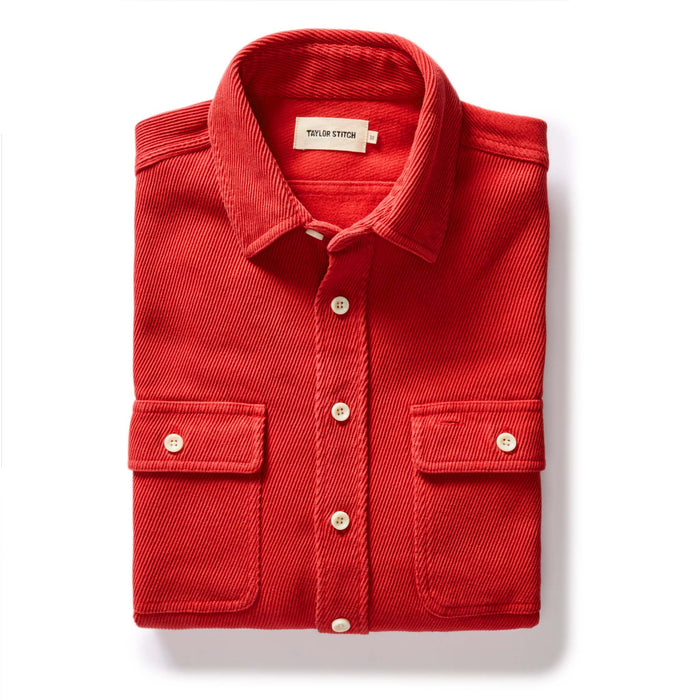 flatlay of The Ledge Shirt in Cardinal
