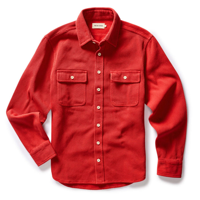 flatlay of The Ledge Shirt in Cardinal, in full
