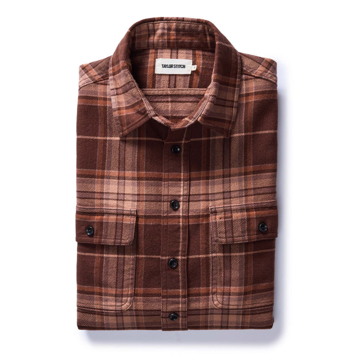 folded flatlay of The Ledge Shirt in Chestnut Plaid