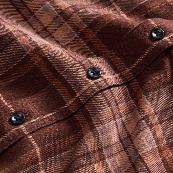 material shot of the buttons on The Ledge Shirt in Chestnut Plaid