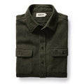 folded flatlay of The Ledge Shirt in Dark Forest Linen Tweed