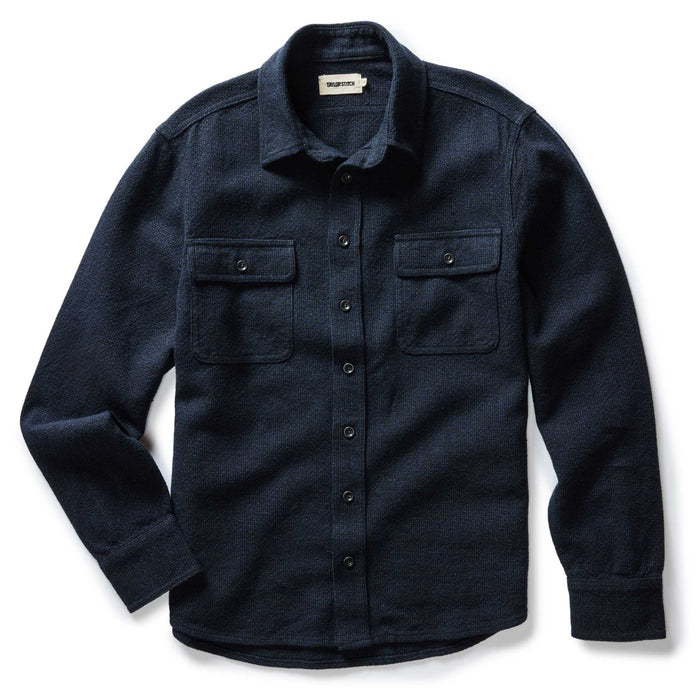 flatlay of The Ledge Shirt in Dark Navy Linen Tweed