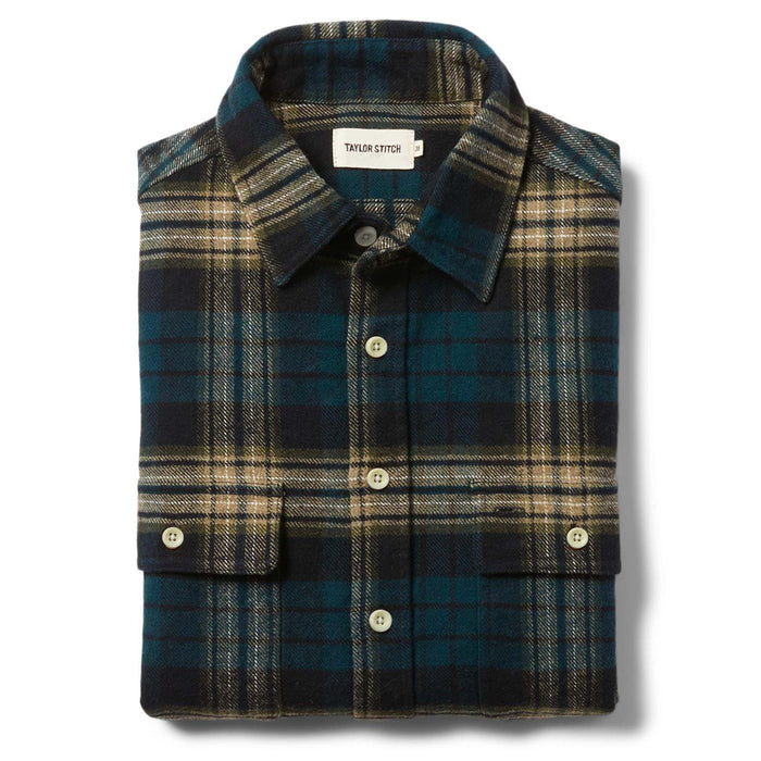 flatlay of The Ledge Shirt in Deep Sea Plaid