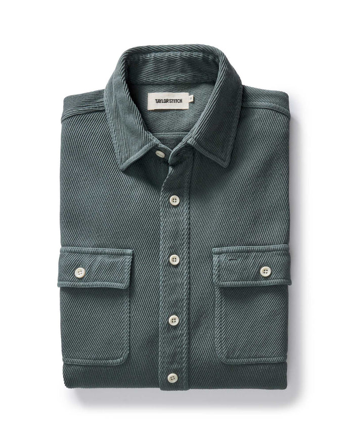 folded flatlay of The Ledge Shirt in Deep Sea Twill
