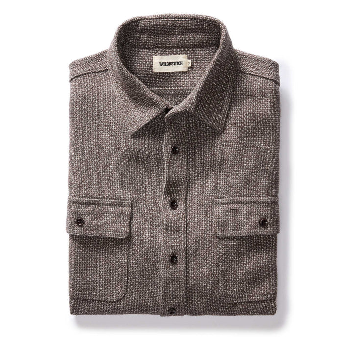 folded flatlay of The Ledge Shirt in Granite Linen Tweed