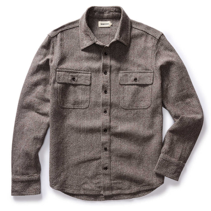 flatlay of The Ledge Shirt in Granite Linen Tweed