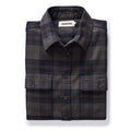 folded flatlay of The Ledge Shirt in Heather Granite Plaid