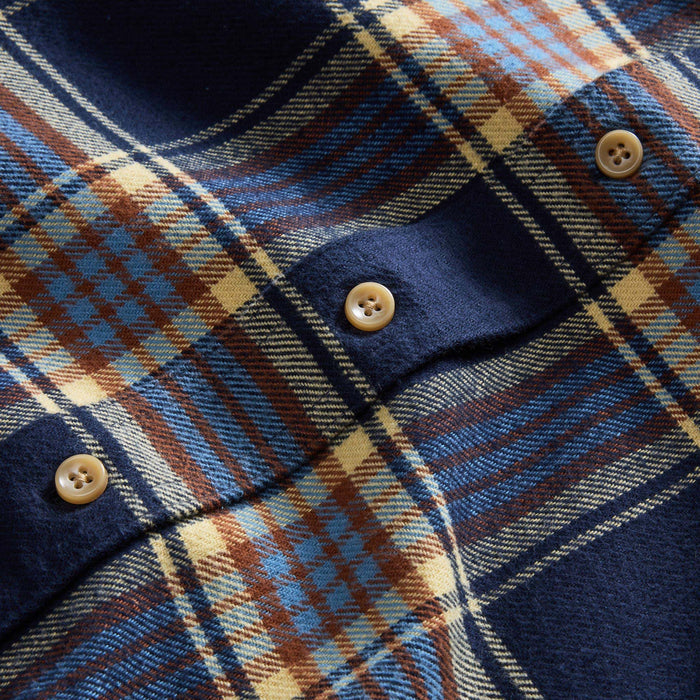 material shot of the buttons on The Ledge Shirt in River Plaid