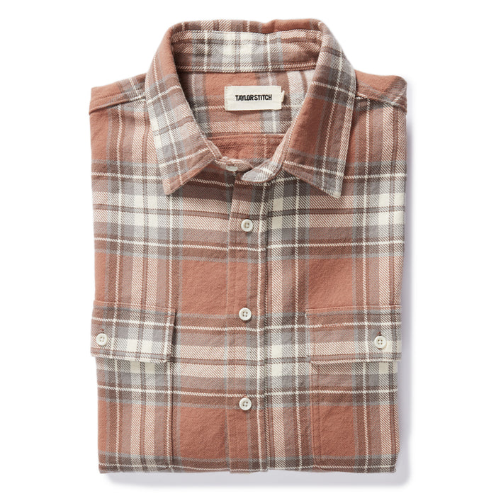 flatlay of The Ledge Shirt in Sun Baked Brick Plaid