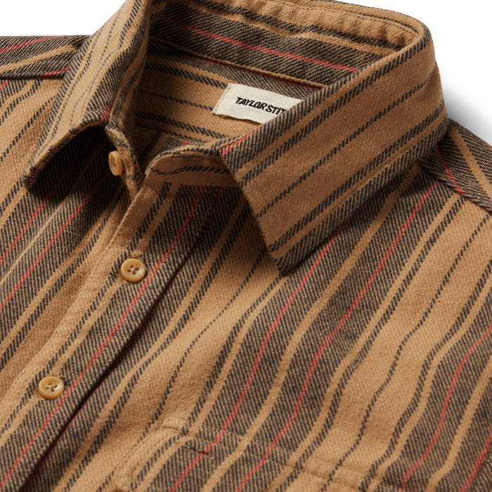 material shot of the collar and buttons on The Ledge Shirt in Sunset Stripe