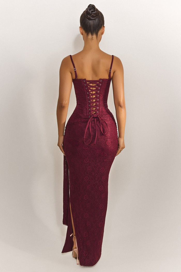 The Lexi Lace Maxi Skirt in Plum