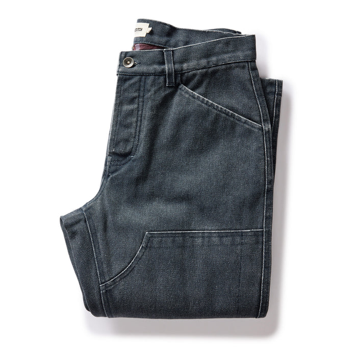 flatlay of The Lined Chore Pant in Navy Chipped Canvas