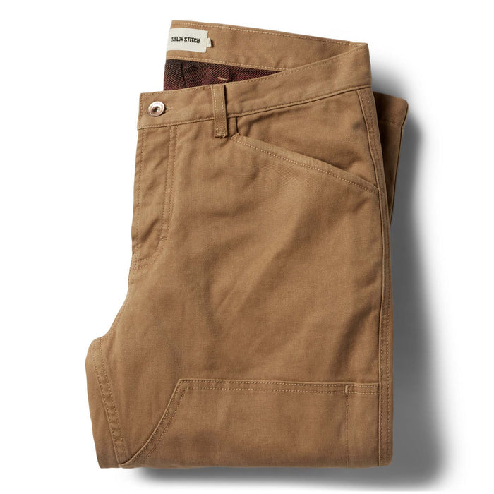 flatlay of The Lined Chore Pant in Tobacco Boss Duck folded