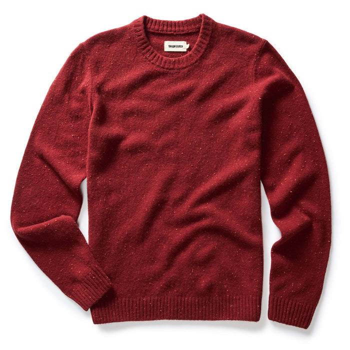 flatlay of The Lodge Sweater in Bonfire Donegal
